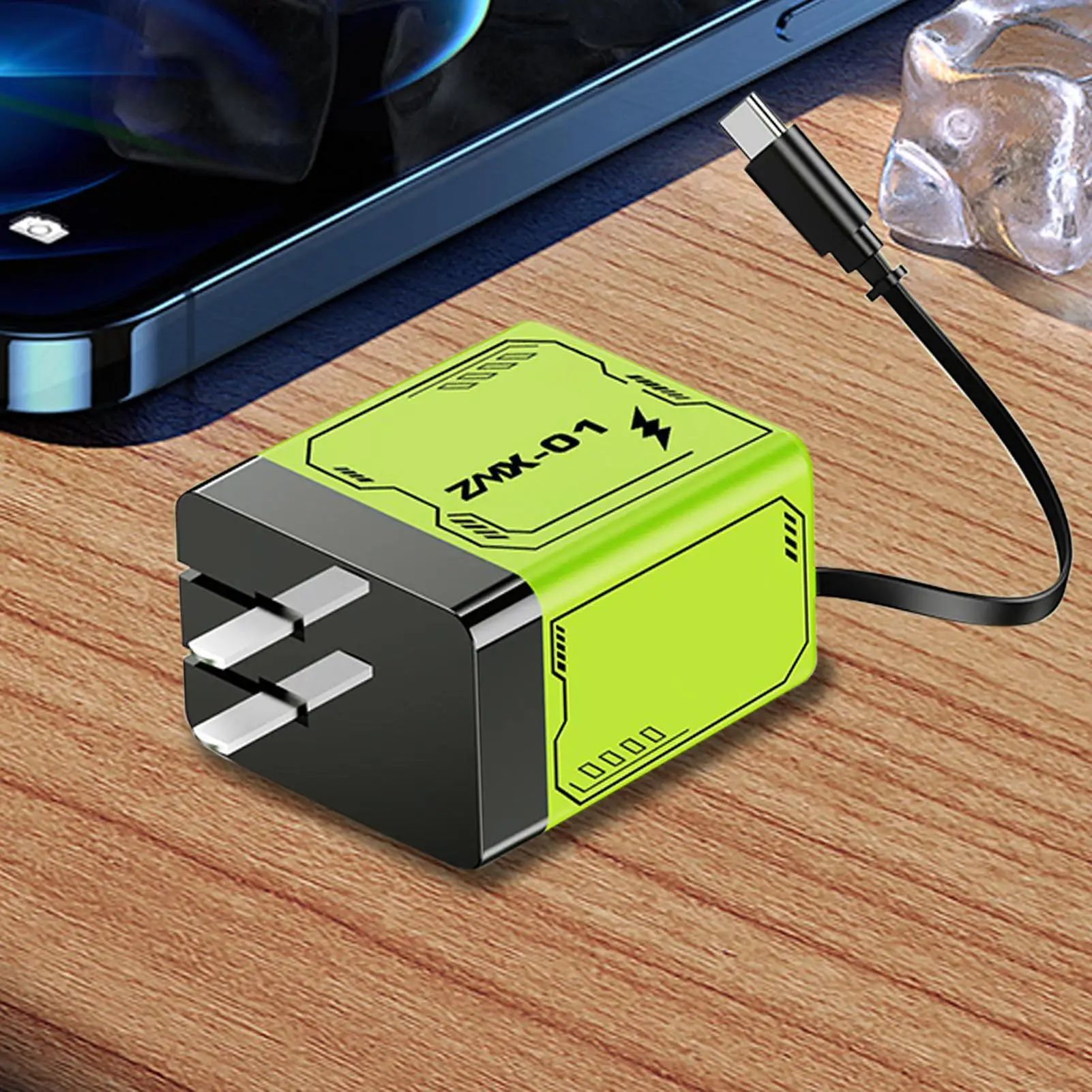 Cargador retráctil de 120W, adaptador de bloque de carga rápida, cargador de pared, adaptador 2 en 1 con estación de Cable tipo C, accesorios para teléfono móvil