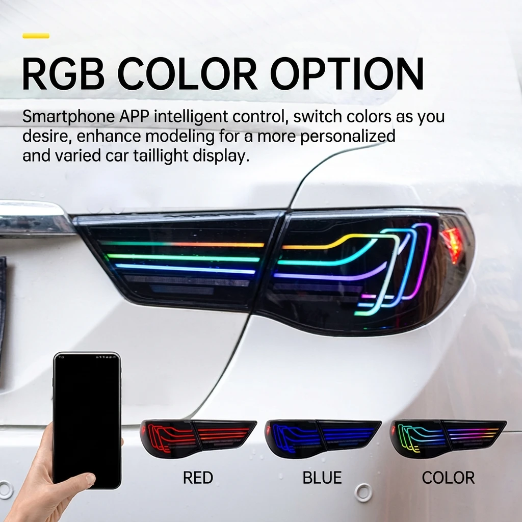 Car Plug-and-Play Sequential Turn Signals LED Daytime Running Light Modified RGB LED Tail Light for 2010-2017 Reiz Mark X