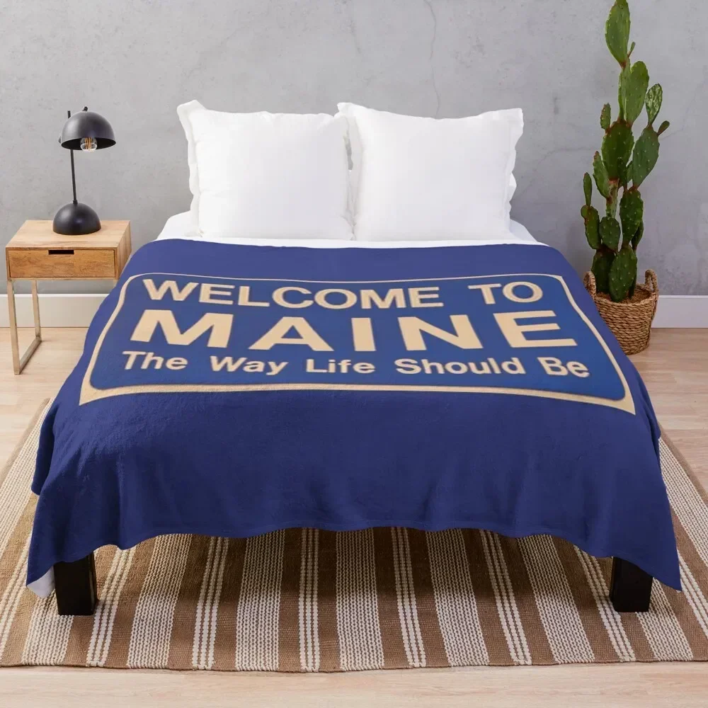 

Welcome to Maine Throw Blanket Luxury St Plaid Shaggy Picnic Blankets