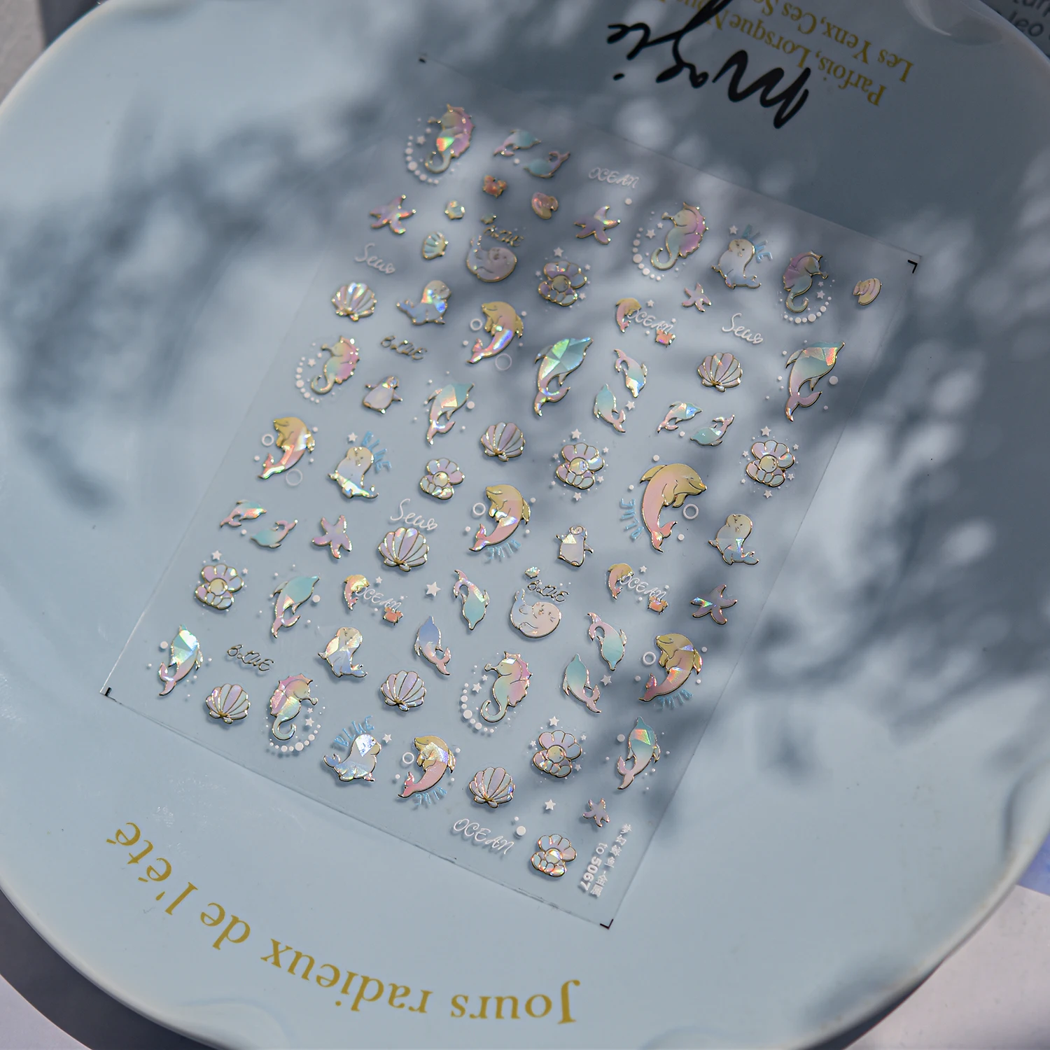 5D Ocean Beach Series Nail Stickers HD Shell Whale Stickers Sky Series Star Moonlight Nail Art Decorations