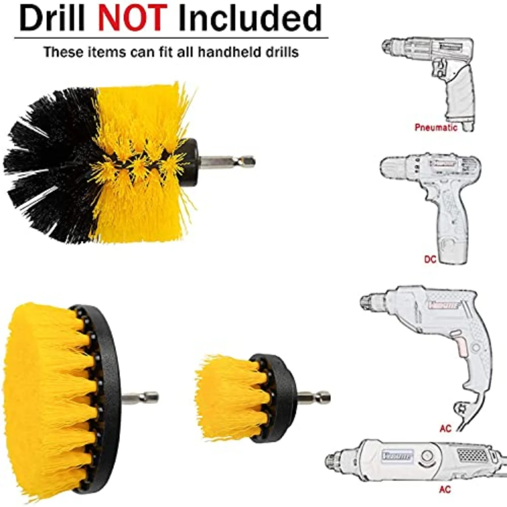 3/6 Pcs Drill Brush Attachment Power Scrubber Cleaning Kit Multi Purpose for Bathroom Tub Grout Tile Kitchen Surfaces Heavy Duty