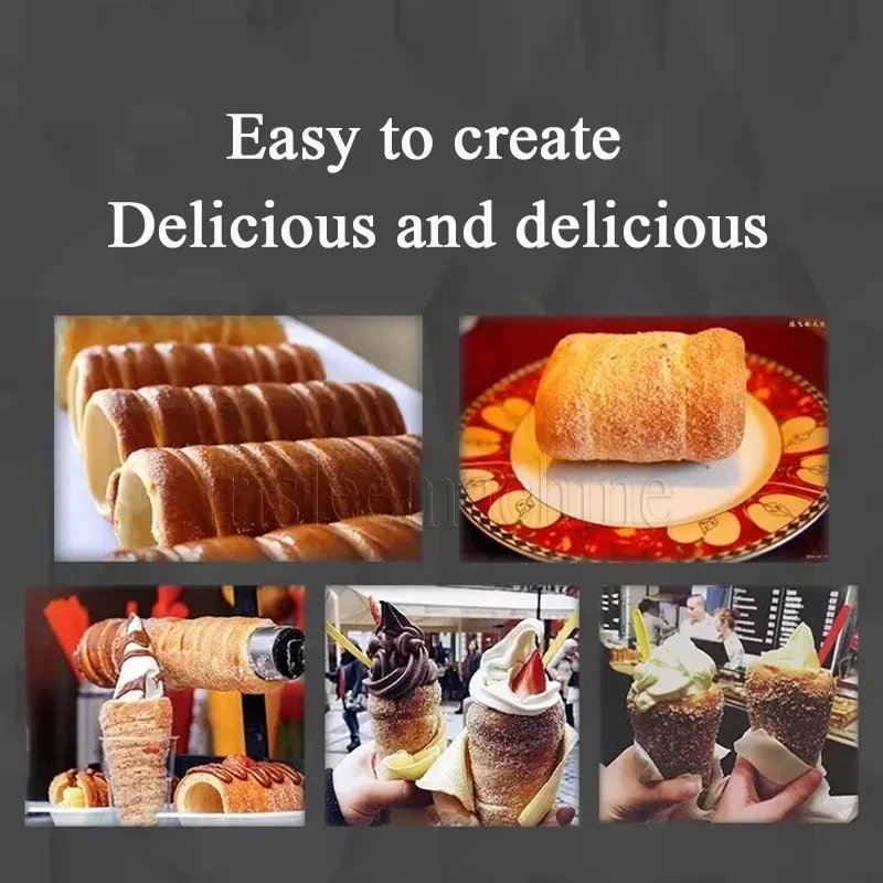 Electric Gas Chimney Cake Donut Doughnut Ice-Cream Cone Maker Hungary Chimney Bread Roll Machine