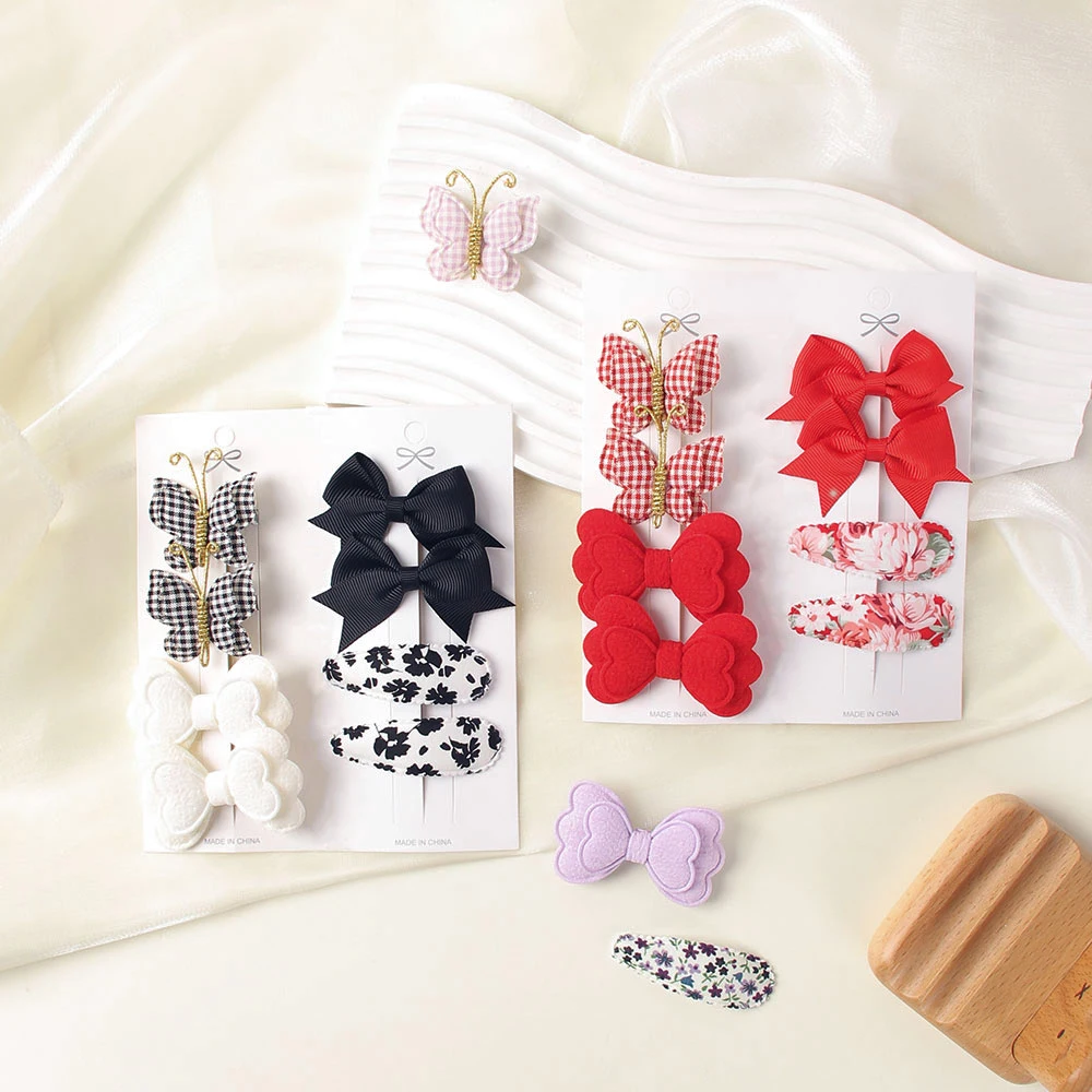 

CUTE BOWS 8Pcs/Set Butterfly Hair Clips for Baby Girls Handmade Kniting Hairpin Barrettes Gift Headwear Kids Hair Accessories