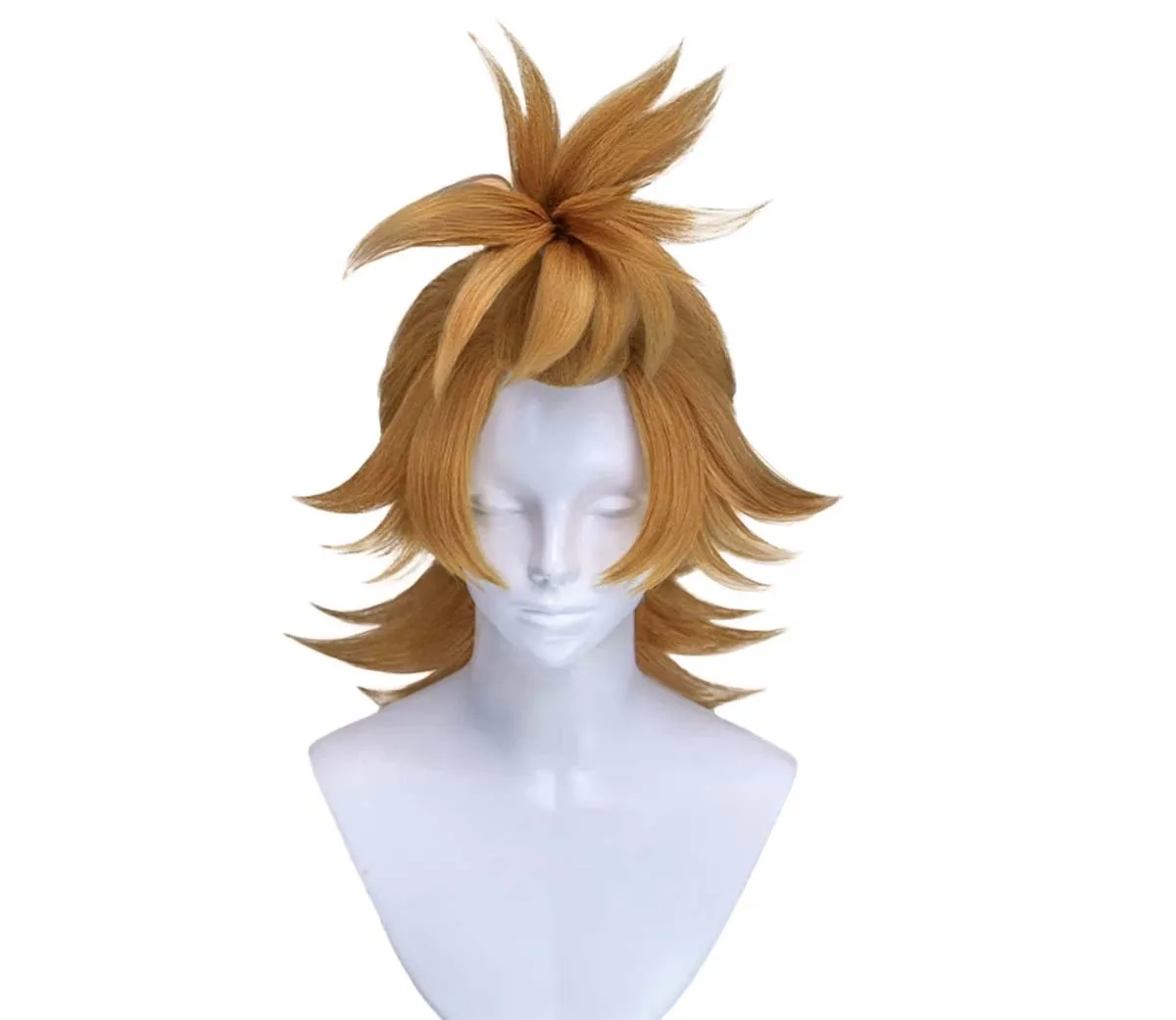 Anime Remlin Tysark Cosplay Wig Golden Brown Spiky Mid-length Hair Heat Resistant Synthetic Hair Halloween Role Play