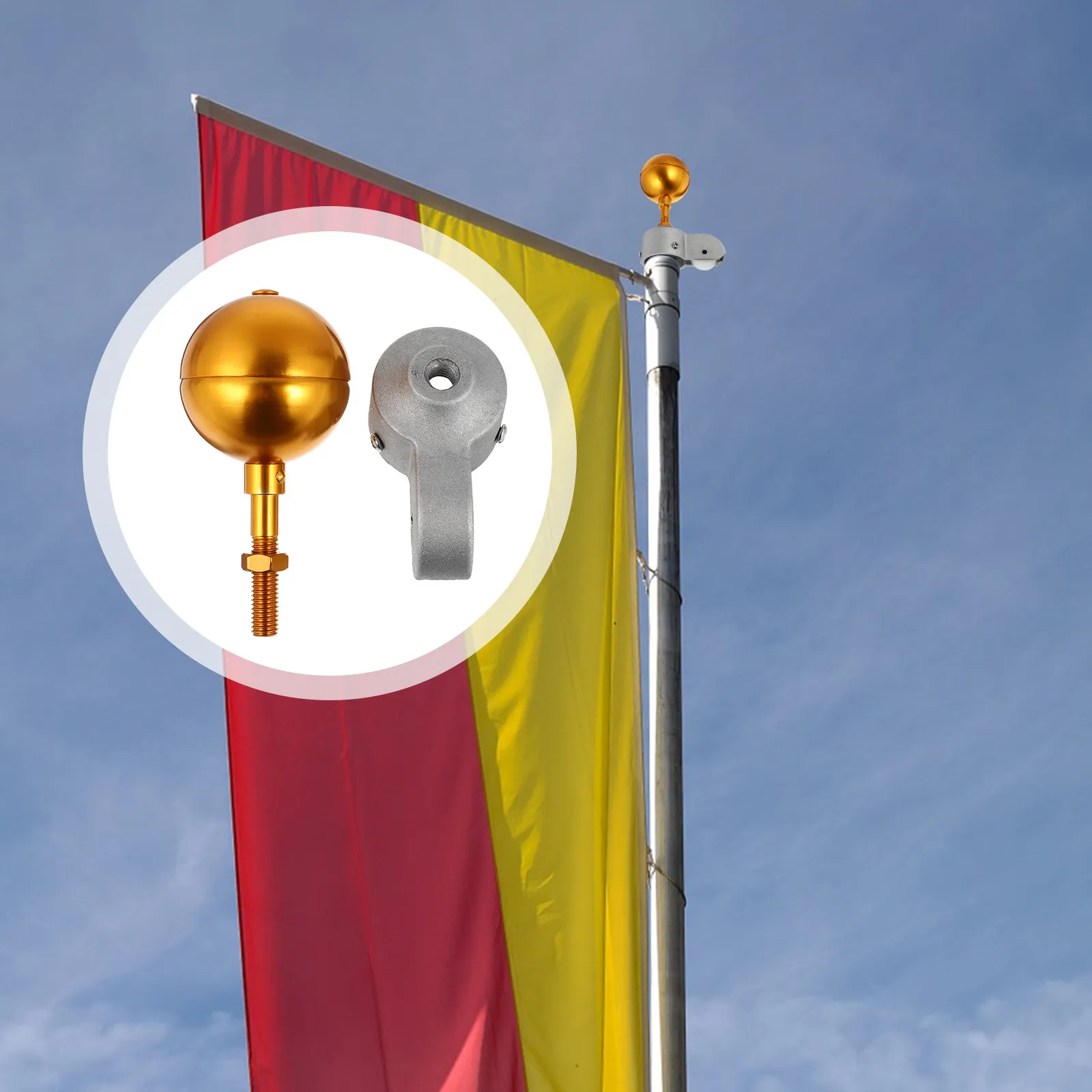 1Set Flagpole Accessories Aluminum Alloy Outdoor Flag Ball Cap Replacement Flagpole Head Accessories Heavy Duty Kit