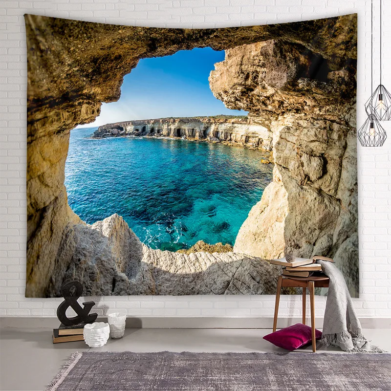 

1pc Tapestry Home Background Cloth Ins Storm West Asia Decoration Hanging Cloth European and American Landscape Tapestry