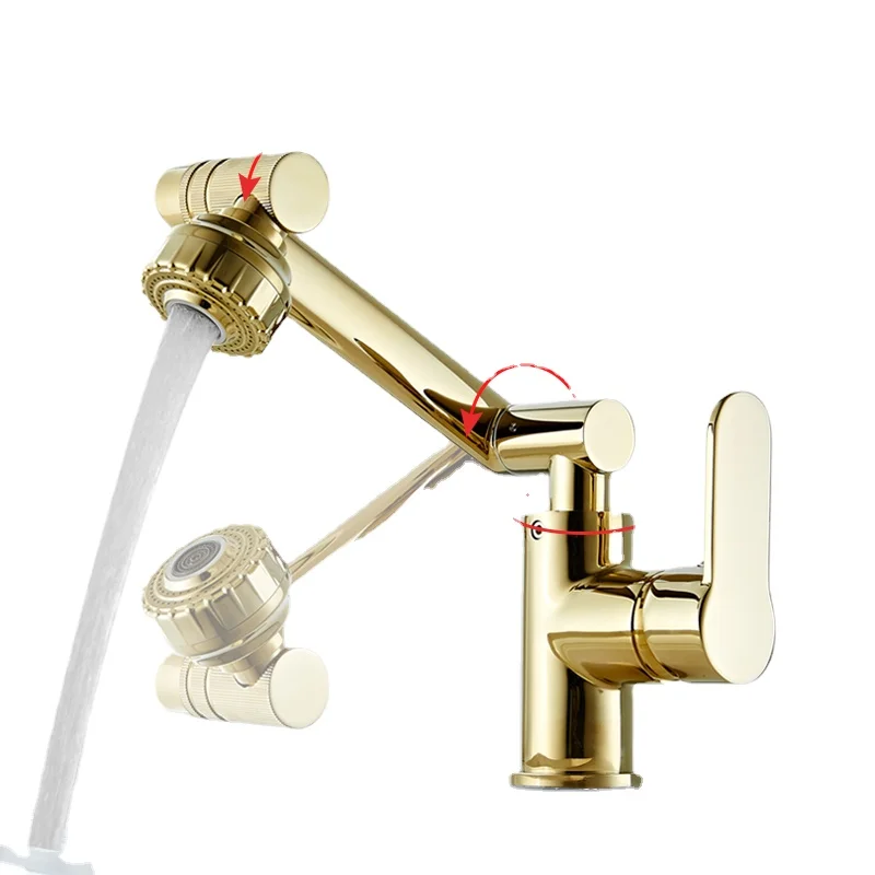 Yy Rotatable Faucet Hot and Cold Wash Basin Heightened Copper