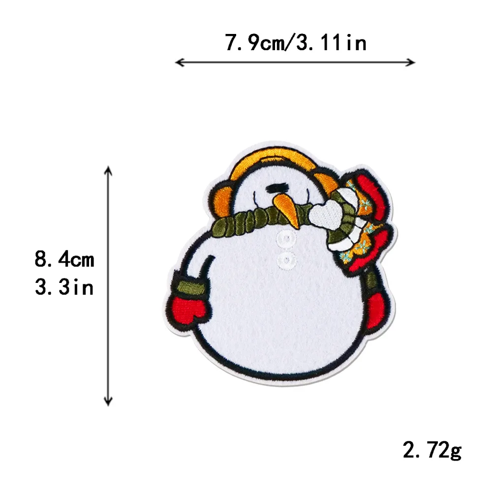 10pcs Christmas Patches Santa Snowman Embroidery Badge Iron On Clothing Appliques