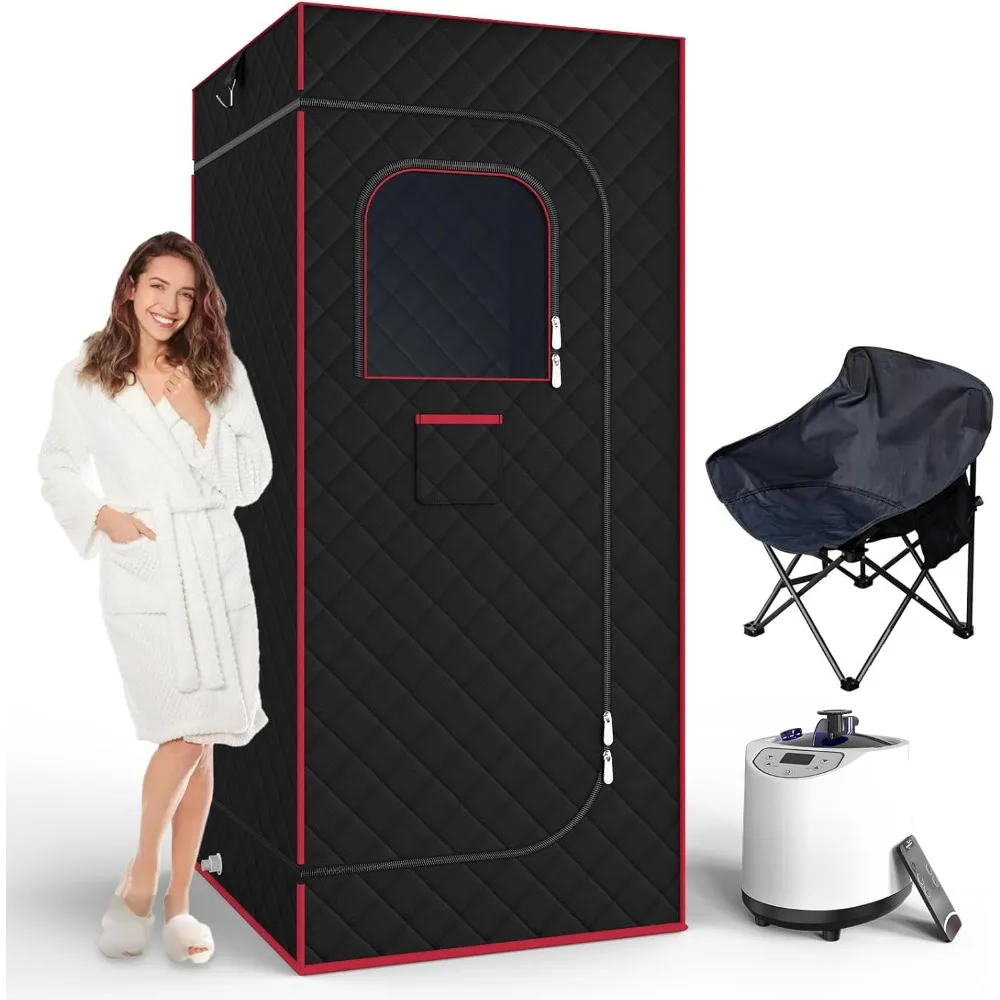 

Portable Sauna Box, Portable Sauna for Home with 3L Steamer, Remote Control, Folding Chair and Mat, Full Size Personal Sauna