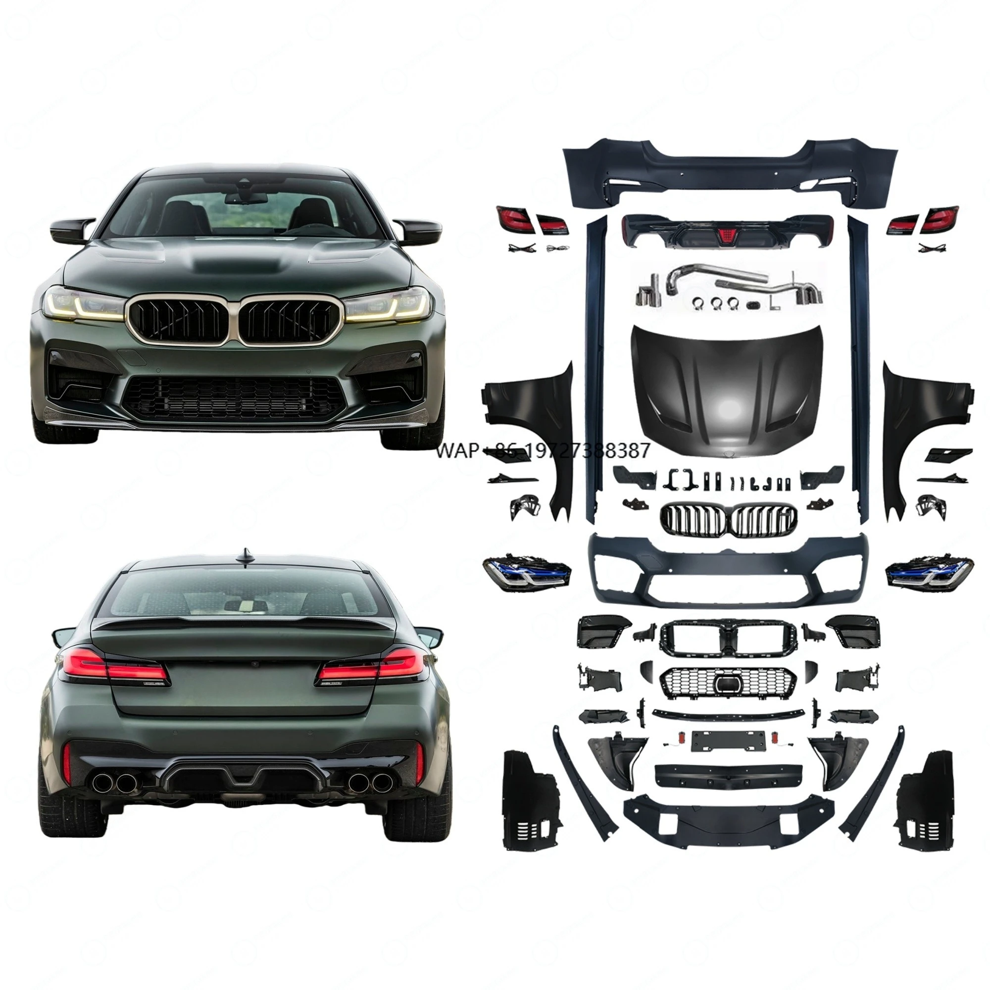 

Auto Facelift Refit Body Kit for 5 Series F10 2010-2017 Upgrade to Racing F90 M5CS Style Front Rear Bumper Assembly Skirt
