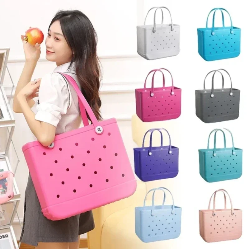 EVA Summer Pool Fashion Women Tote Bags Beach Jelly Bag Rubber Waterproof Lady Shoulder Handbag Large Capacity Portable Handbag