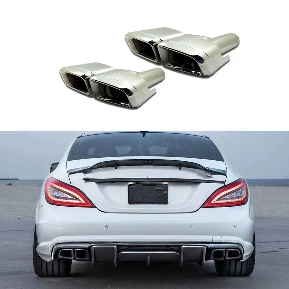 

For W218 Stainless Steel OO-OO Exhaust Muffler Tailpipe Tips Muffler For Mercedes Benz C Class E Class CLS Class Car Accessories