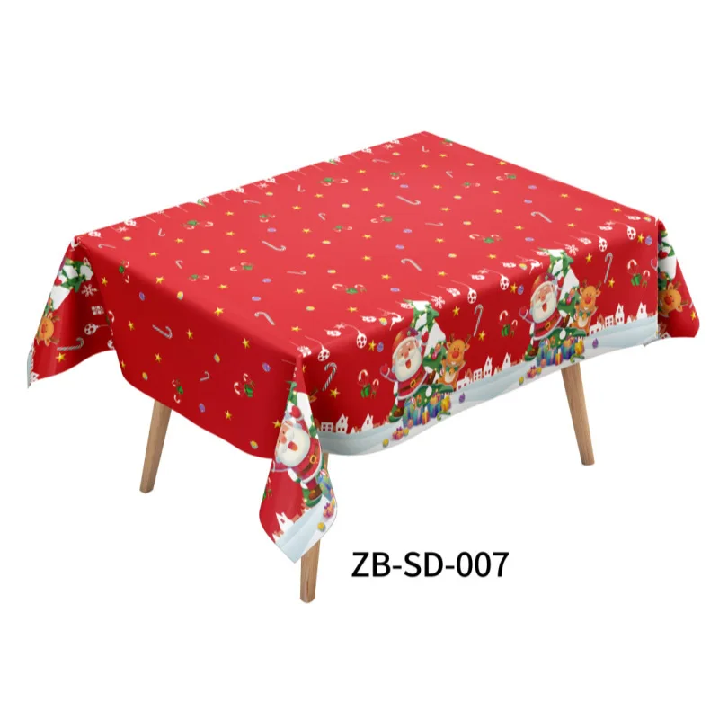 1PC Christmas Disposable Tablecloth Santa Elk Snowflake Waterproof Party Table Cover 137X183CM
