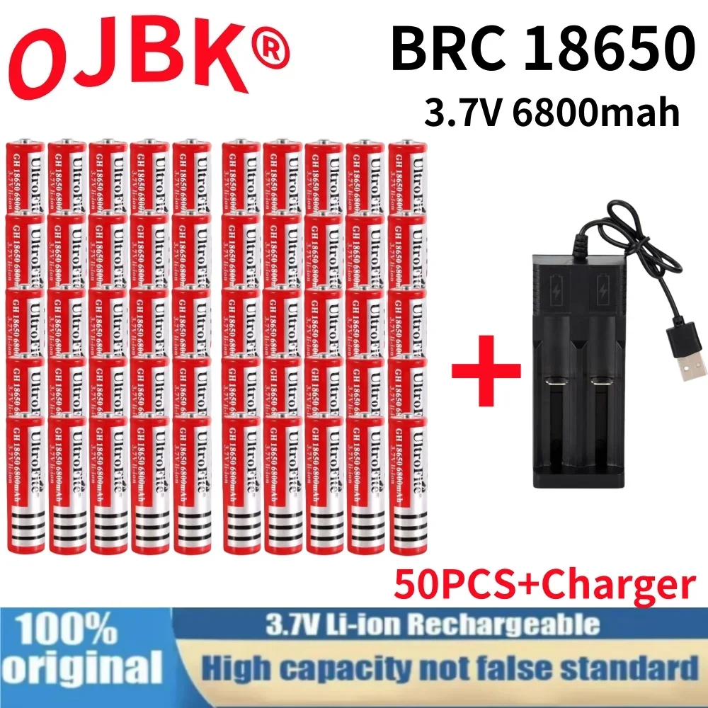 

100% New 18650 battery 3.7V 6800mAh rechargeable liion battery for Led flashlight Torch batery litio battery+ Free Shipping