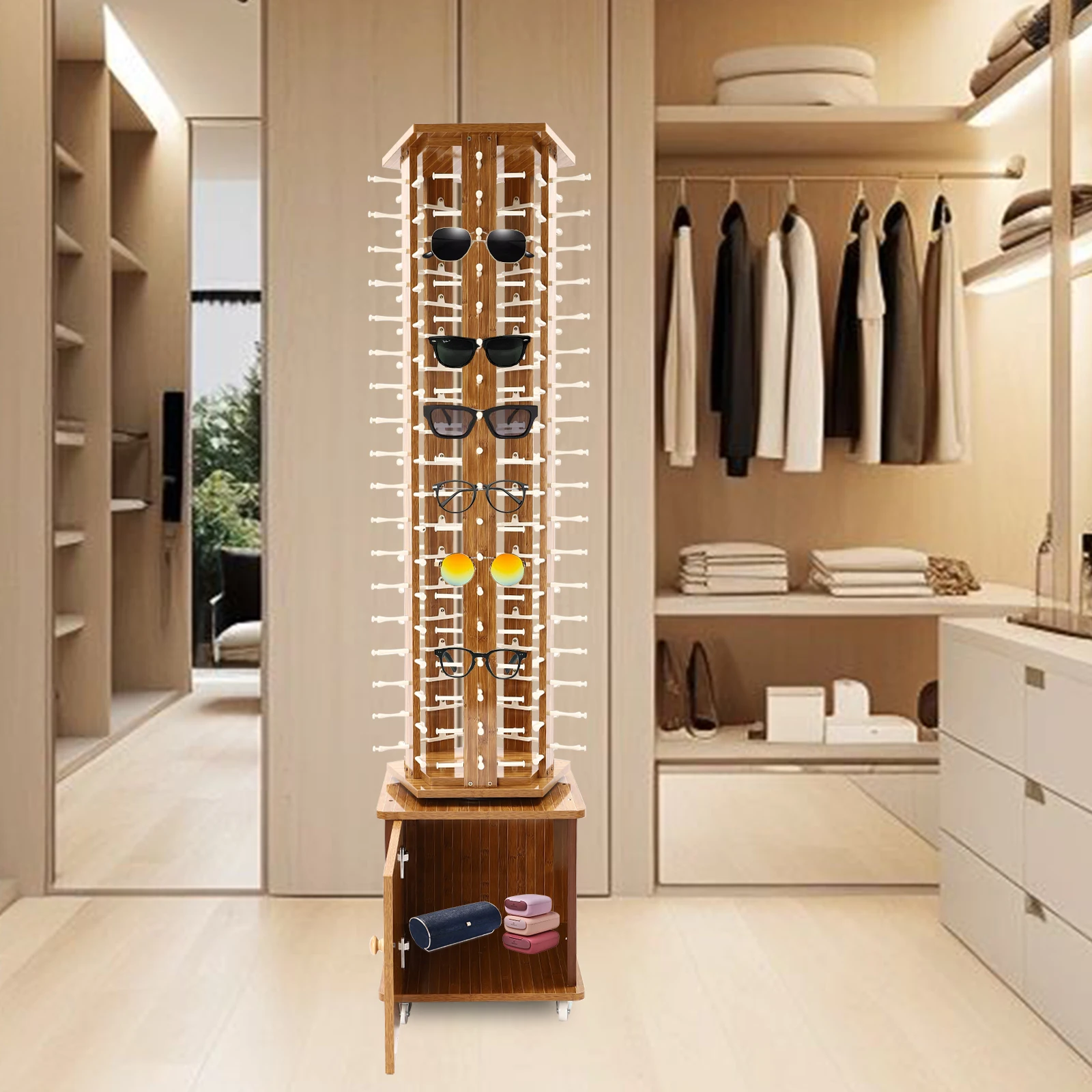 

Sunglasses Racks Display Stand Case Floor Sunglasses Display Rack 5 Sided Floor Display 90-Eyeglasses Displayed