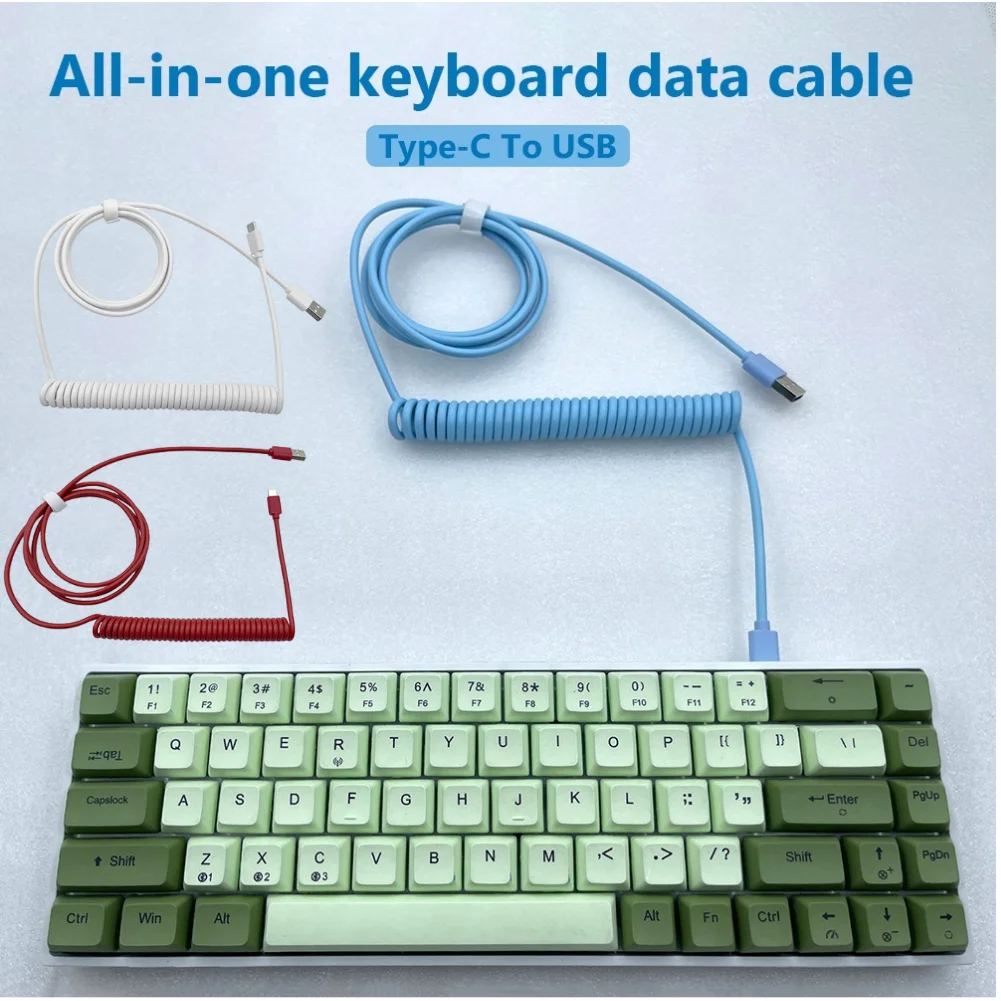 1.5m Mechanical Keyboard Data Cable Coiled Aviator Wire Type-C to USB Plug-in Cable Keyboard Accessory