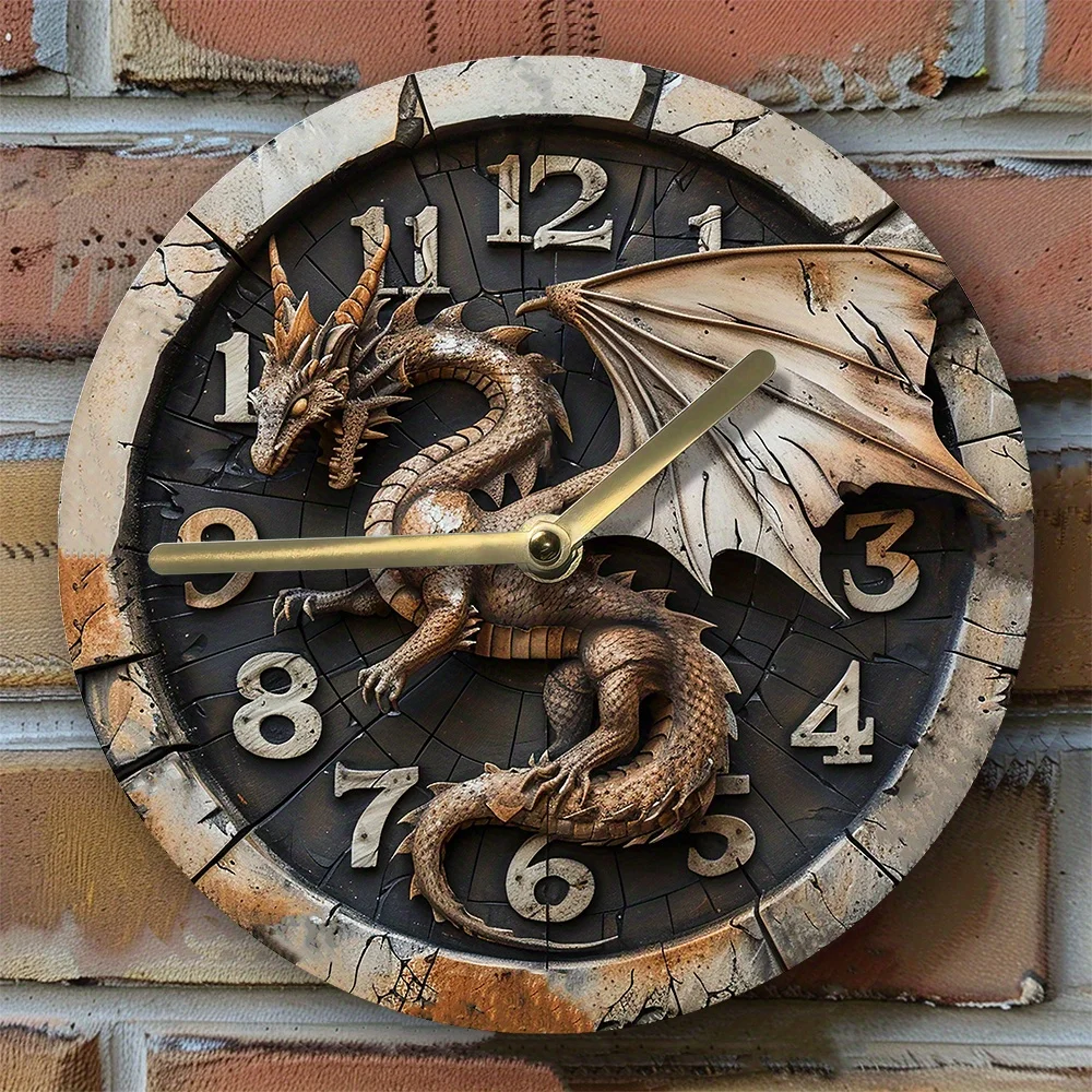 

Aluminum Wall Clock With Volcanic Dragon Design-Perfect For Living Room Decor&Mother'S Day Gift decoratie woonkamer voor de muur