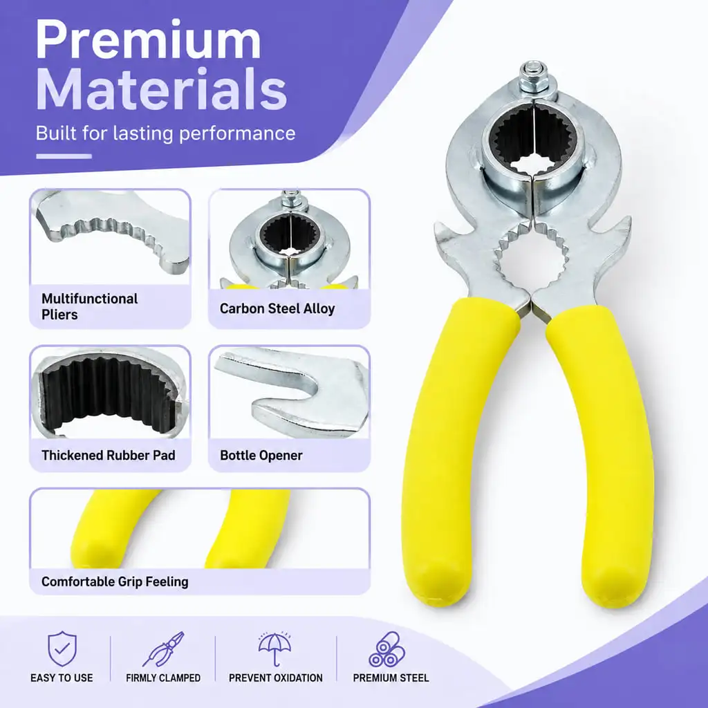 Faucet Aerator Removal Wrench with Rubber Grip Pads Yellow Handle Three Function Plumbing Tool for Home Bathroom Use