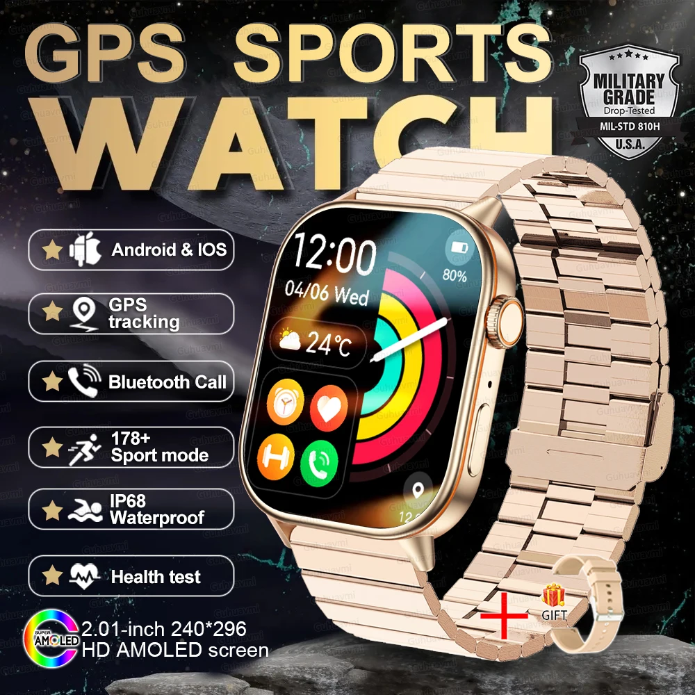 Neue GPS-Militär-Smartwatch mit Eingebautem GPS-Kompass Höhenmesser Barometer 10ATM IP69K Wasserdicht AMOLED BT-Anruf Smartwatch
