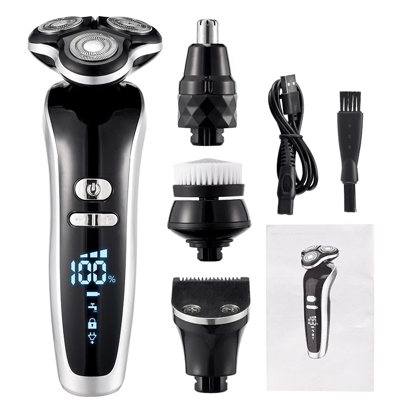 Electric Razor Electric Shaver, Rechargeable Shaving Machine Waterproof Portable  for Men Beard Trimmer  Rotary Shaver/