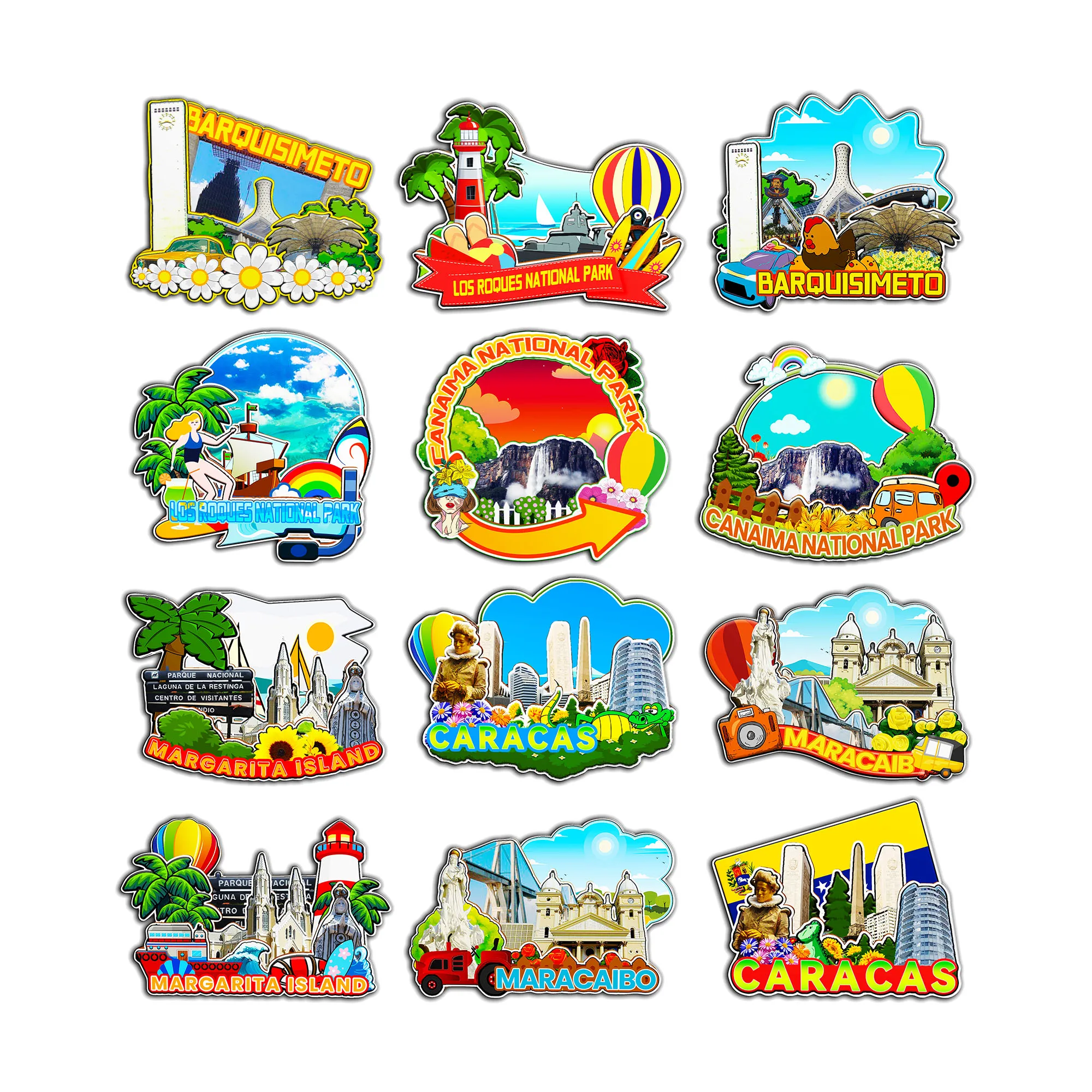 Imanes decorativos para Maracaibo Canaima Barquisimeto Los Roques Margarita Caracas Venezuela City Landmark Souvenirs