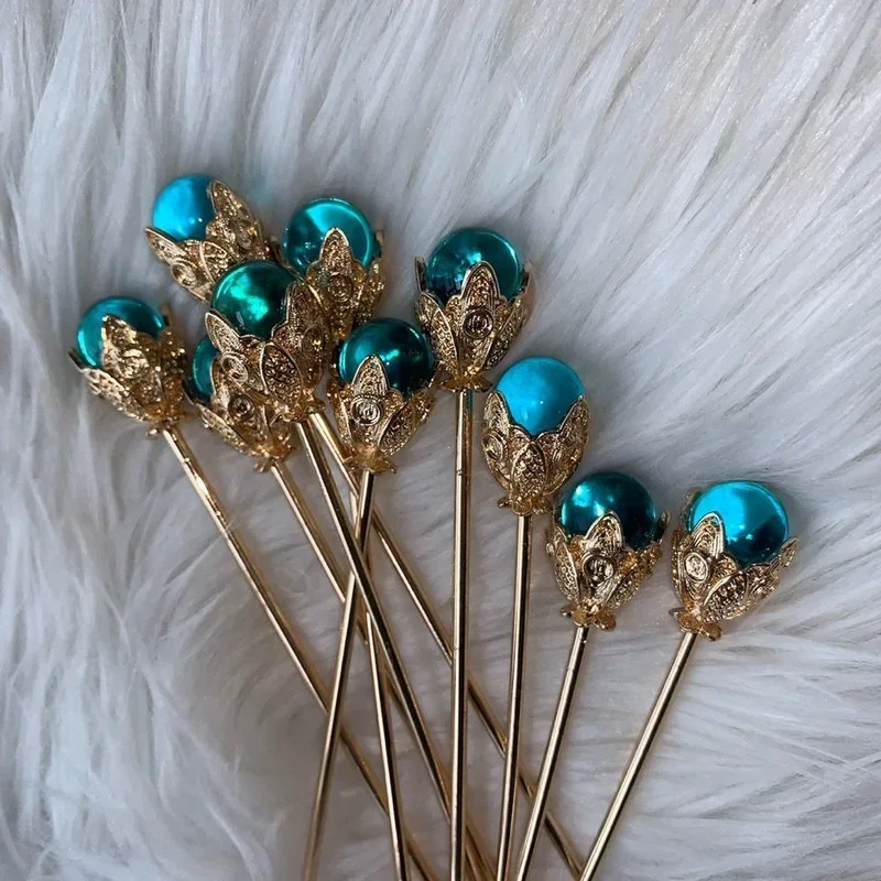 1Pc Blue Hair Claw Plate Hairpin Headdress Sticks Ornaments Ancient Style clips for hair hairclips chinese sticks