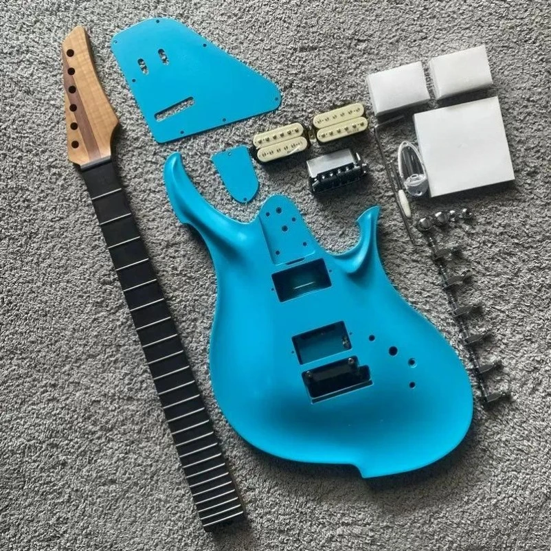 Electric Guitar DIY Kit Cast Aluminum Metal Body Roasted Maple Neck Rosewood Fingerboard 24 Frets Assembly Set
