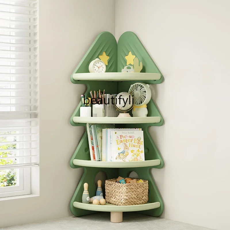 Children's toy storage shelves against the wall, corner cabinets, bookshelves, floor-to-ceiling multi-layer storage