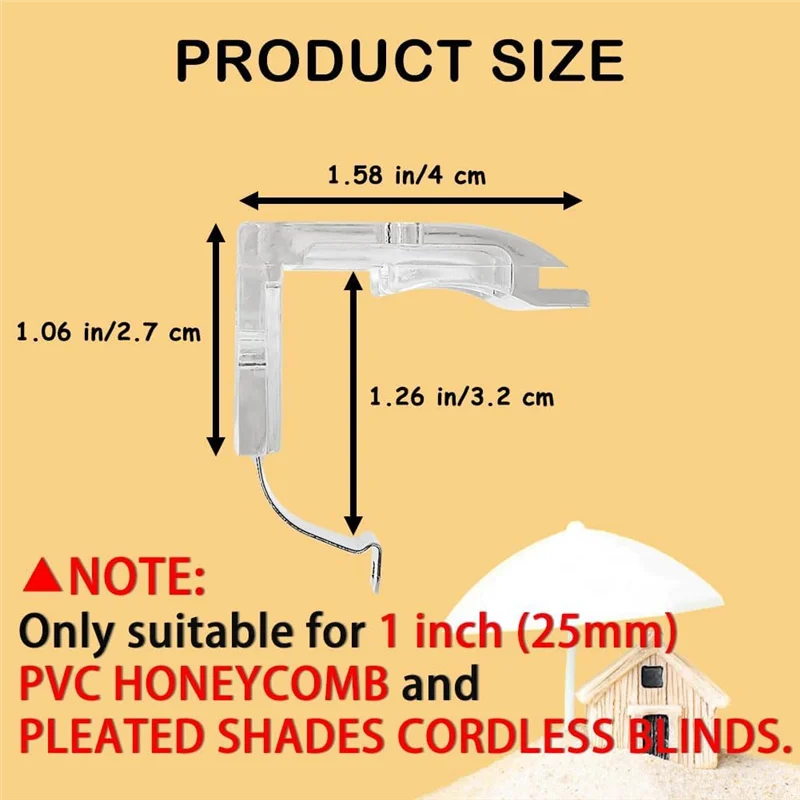 MOPHE-voor 1 inch (25 mm) draadloze geplooide tinten montagebeugelclips - 4 stuks metalen beugel met knipmontage