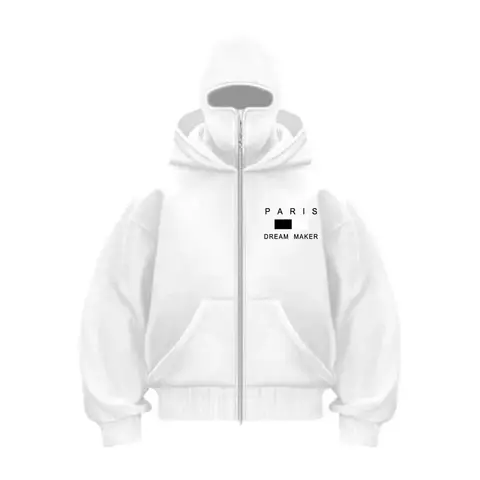 Balaclava Men Zip Hoodie Winter Warm Casual Sweatshirt Y2K with Hooded Face Mask Zipper Design Sports Jacket Outdoor Activities
