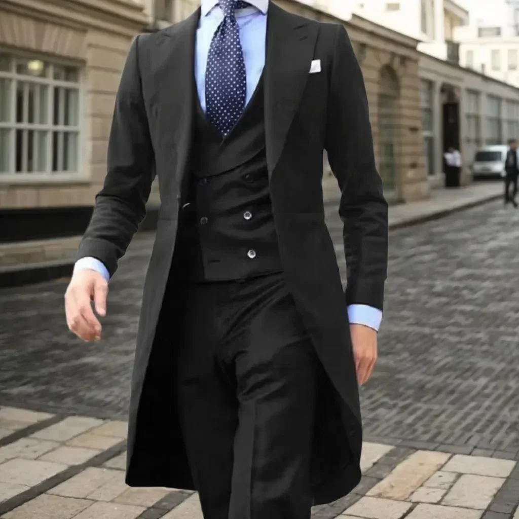 Traje elegante para hombre, traje ajustado, chaqueta de 3 piezas, chaleco, pantalones, conjunto de esmoquin Formal para boda, disfraz de escenario,
