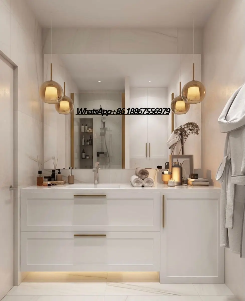 

CBMmart Высококачественный лак, индивидуальная мебель для ванной комнаты, настенное зеркало, фанерный туалетный столик, популярный дизайн, белый туалетный столик для ванной комнаты