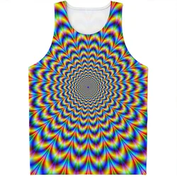 Camiseta sin mangas con estampado 3d de moda abstracta para hombre, camiseta con patrón de ilusión óptica, camisetas sin mangas de calle de verano, chaleco de gran tamaño