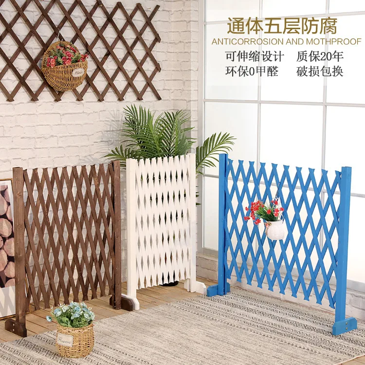 

Outdoor preservative wood fence outdoor yard vine climbing frame decoration telescopic partition fence indoor pet