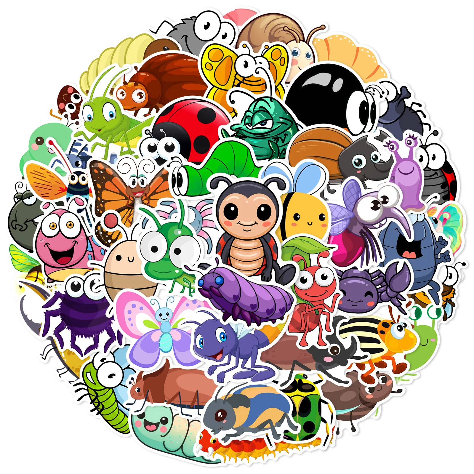 

50 шт. смешанные милые мультяшные наклейки с насекомыми, бабочка, муравья, улитка, граффити для DIY, скрапбукинга, телефона, ноутбука, наклейка, подарок