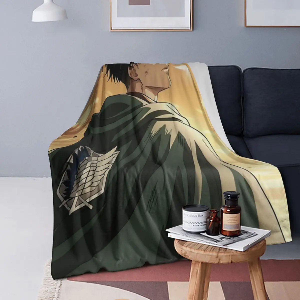 

Levi Ackerman Blankets Soft Warm Flannel Throw Blanket Bedding for Bed Living room Picnic Travel Home Couch