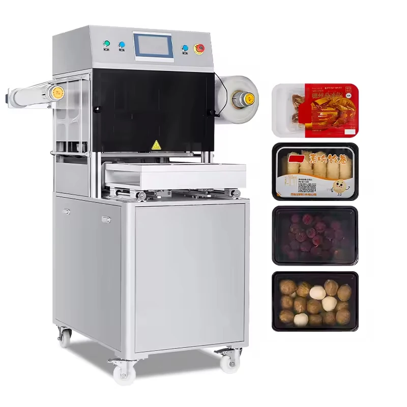 Modified Atmosphere Tray Sealer Nitrogen Gas Filling Packaging Equipment for Meat Fish Ready Meal Fresh Food Tray Packing