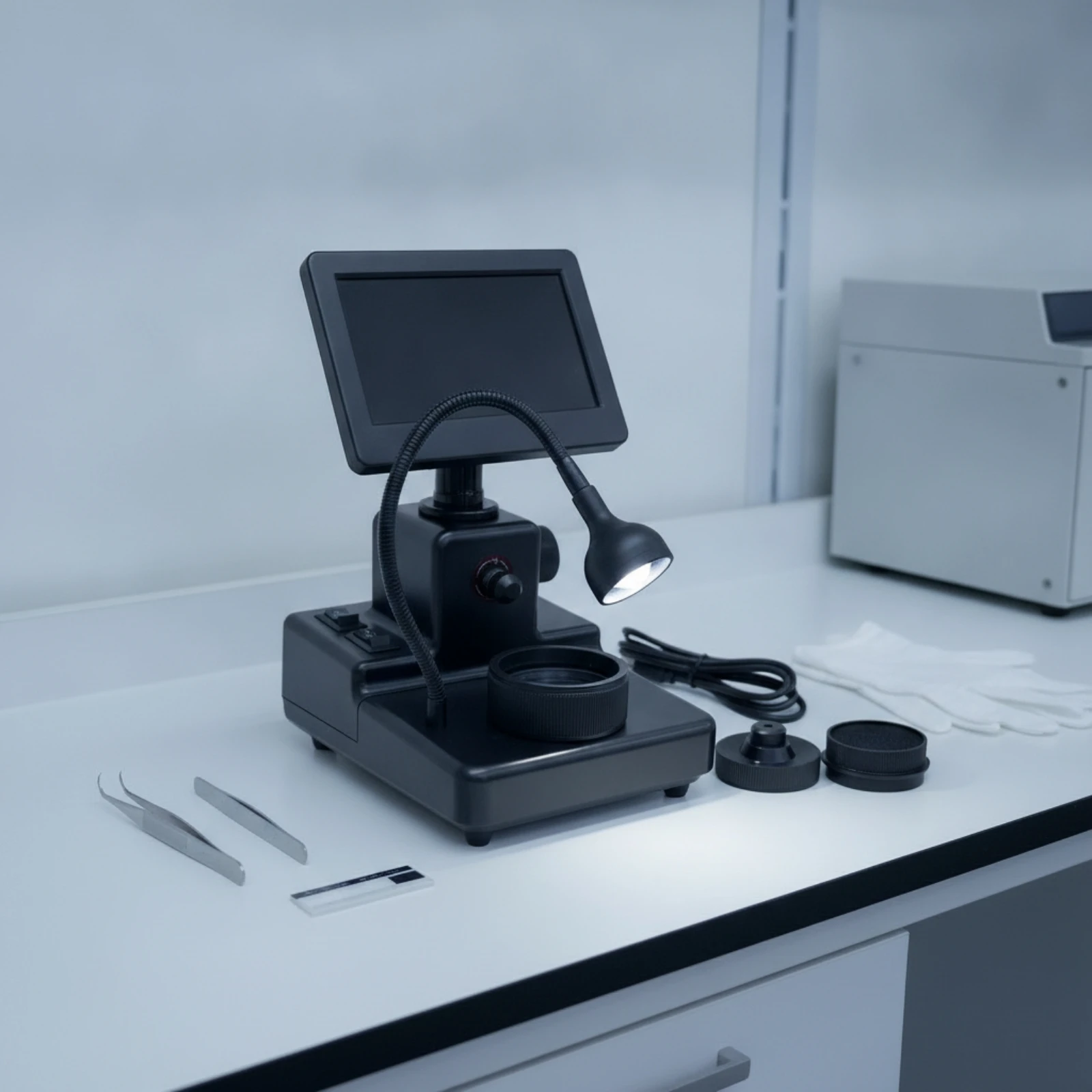 Microscope with Screen Digital Inspection Microscope Magnifier with Light Compact Wide Viewing Angle for Jewelers, Appraisal
