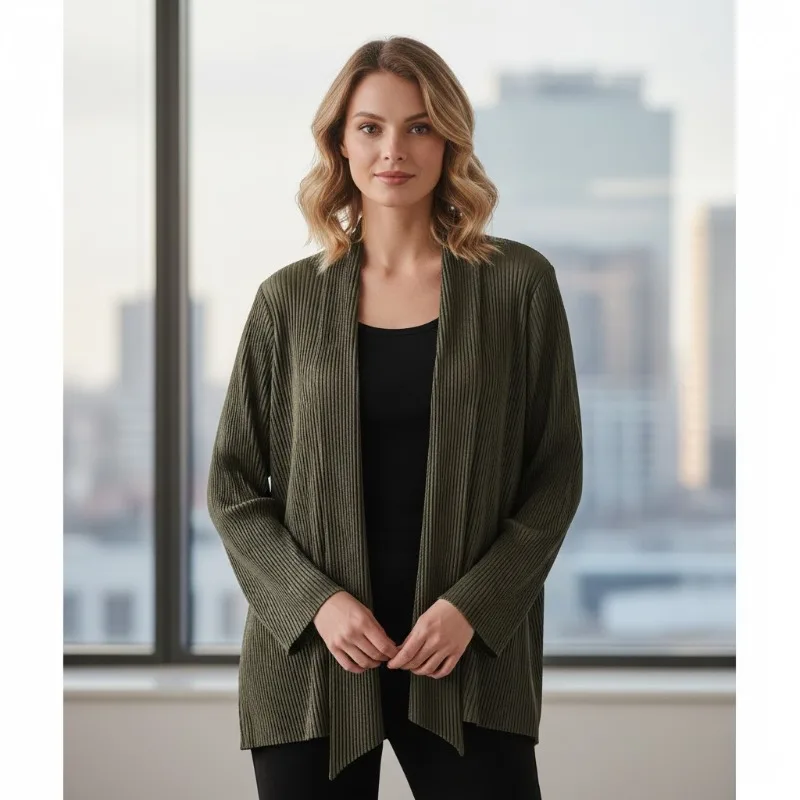 

Плиссированная куртка Miyake 2026: Новая весенняя однотонная куртка с длинными рукавами для женщин, простая, эластичная, элегантная, для повседневной носки, плиссированная одежда