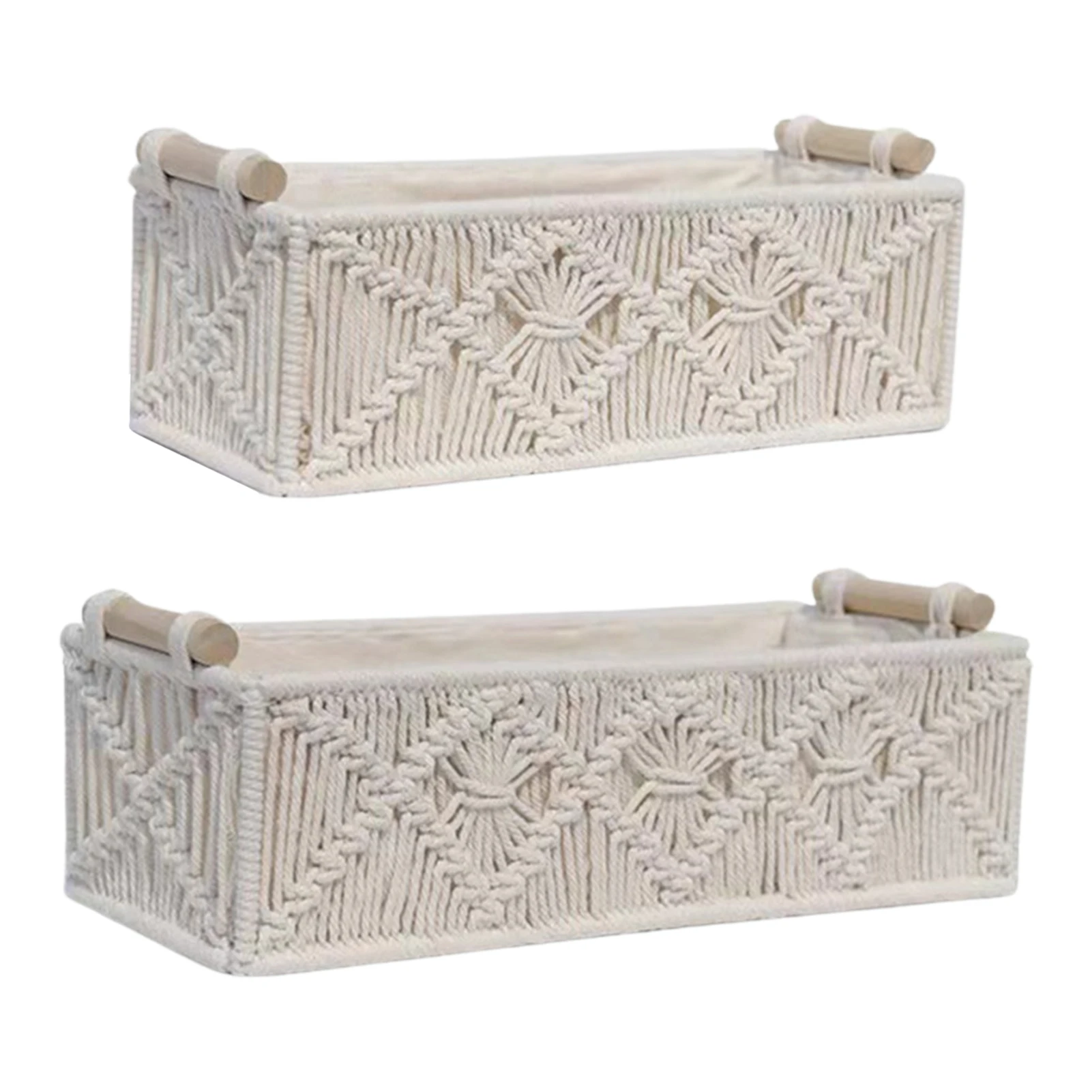 Woven Cotton Rope Storage Basket Multifunctional White Tissue Store Box Vintage Boho Decoration For Kitchen Living Room Bathroom