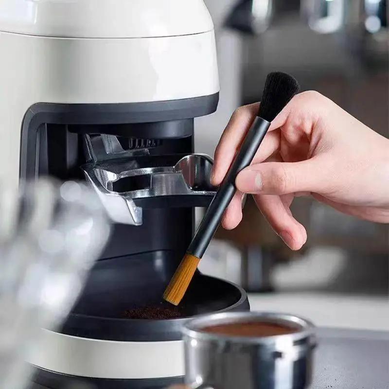 Double Head Soft Bristle Coffee Cleaning Brush Lightweight for Coffee Grinder Semi Auto Machine Travel Portable Barista Tool