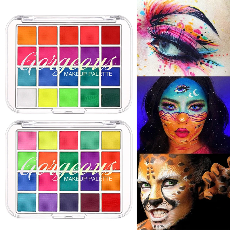 20 Colors Face Body Paint Palette Beauty Body Face Paint Graffiti Face Colour Eyeshadow Easy Clean Face Colour Face Makeup