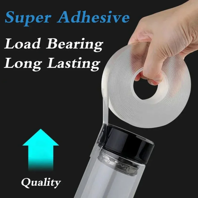 Super Strong Nano Double Sided Tape Transparent Reusable Waterproof Adhesive Tapes Cleanable Home Kitchen Bathroom Sticky 50mm