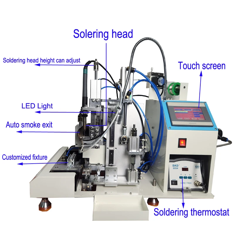 HS-T112 Automatic Pneumatic USB Cable Connector Stripping and Soldering Machine PCB Board Desktop Tinning Welding Machine