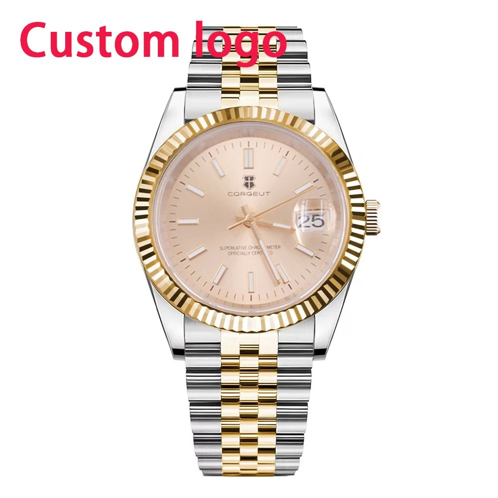 Men's watch 36mm/40mm NH35 Automatic Rose Gold Dial Sapphire Glass 100m waterproof