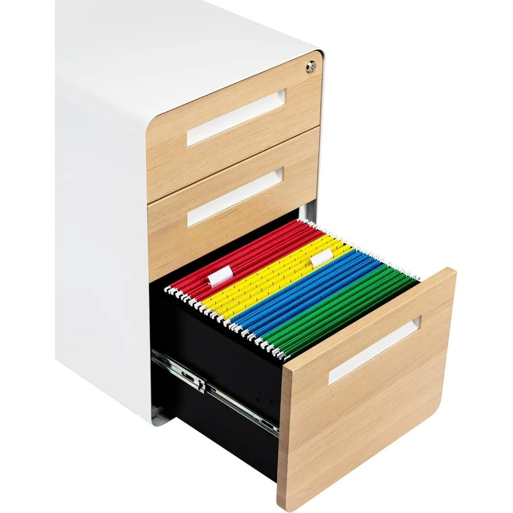 خزانة تخزين معدنية للأثاث، خزانة ملفات ذات 3 أدراج مع قفل - خزانة ملفات معدنية تحت المكتب، قانوني/حرف #6