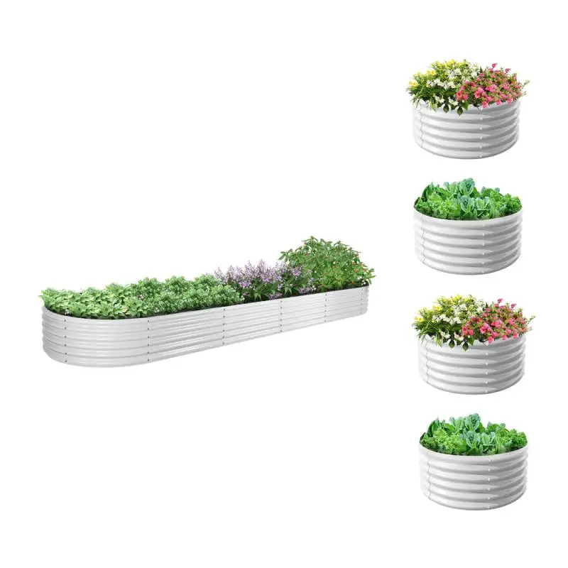 

12x3x1.5ft Oval and 4x1.5ft Round Modular Raised Flower Beds, Durable Brand, Perfect Garden Solution, Eco-Friendly Planting