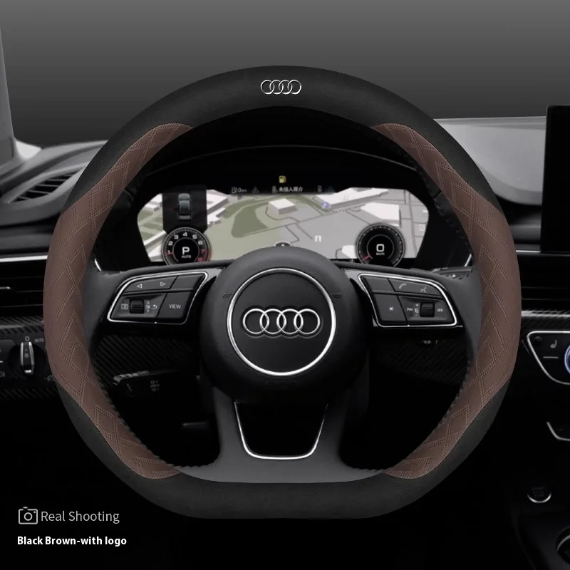 Für audi tt a1 a3 a4 a5 a6 a7 a8 sq5 rsq5 s3 s4 s5 s6 rs3 rs4 rs5 rs6 q2 q3 q4 q5 q7 q8 auto rutsch feste suede lenkrad abdeckung