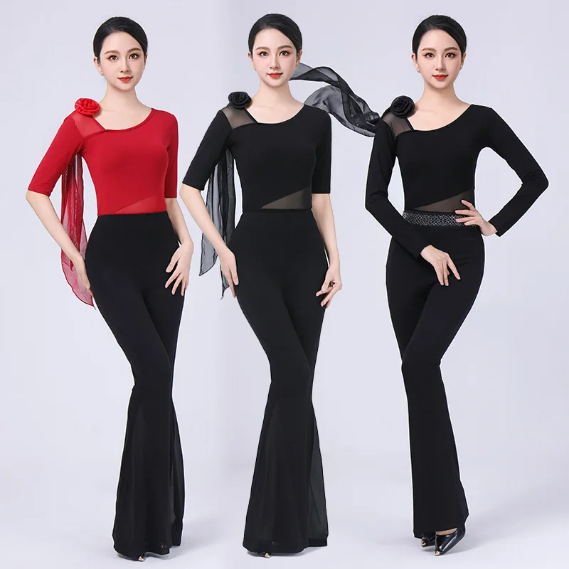 เสื้อผ้าฝึกซ้อมร่างกายเต้นรำละตินหญิงผู้ใหญ่เต้นรำบอลรูมรุ่นแคทวอล์คฝึกซ้อม