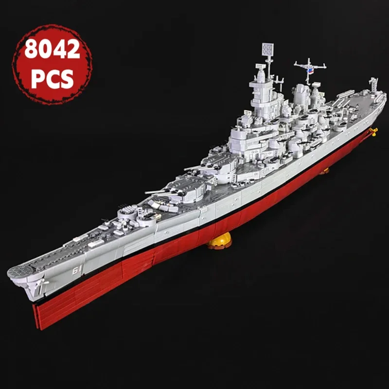 MOC USS Missouri BB-63 Class Battleship Building Blocks Set Aircraft Carrier Model Military Weapon Warships Bricks Toys Gift